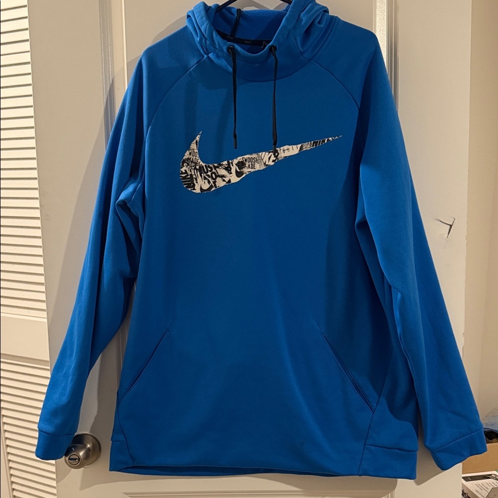 Nike Royal Blue Hoodie with Patterned Swoosh